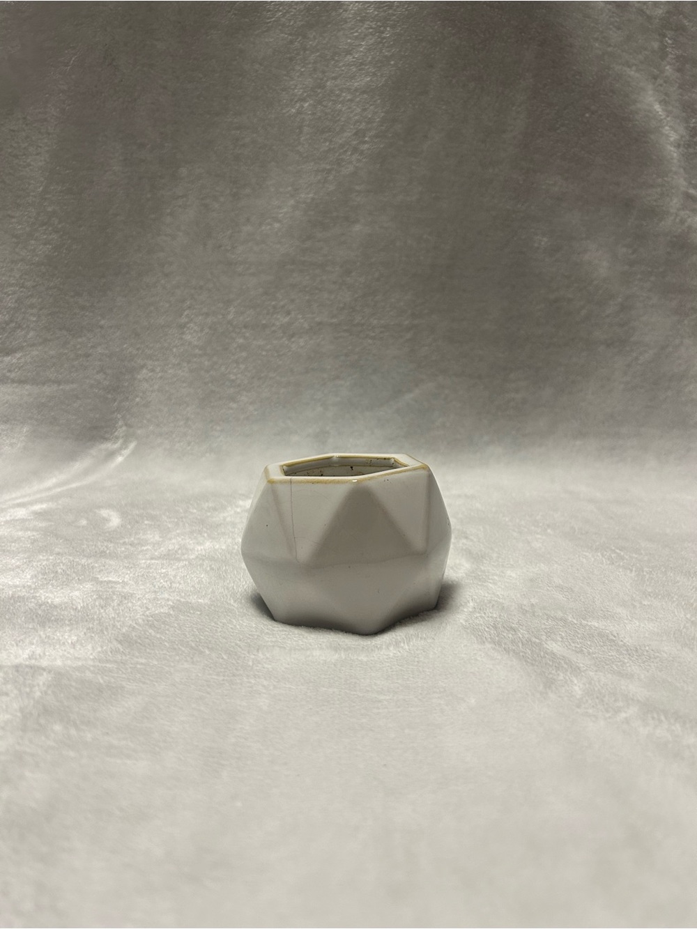 2 3/4” small white ceramic geometric planter plant pot
